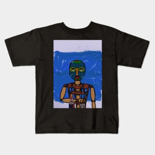 Embrace the Harmony - A PuppetMask NFT named Karma with AfricanEye Color and Expressionist Background Kids T-Shirt